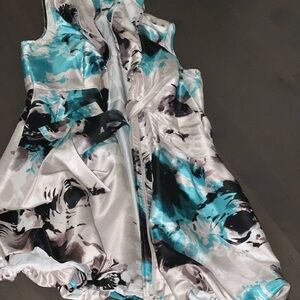 Floral Sleeveless Kids Dress - Blue and Black